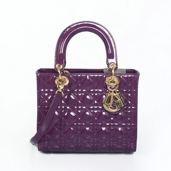 replica jumbo lady dior patent leather bag 6322 purple with gold